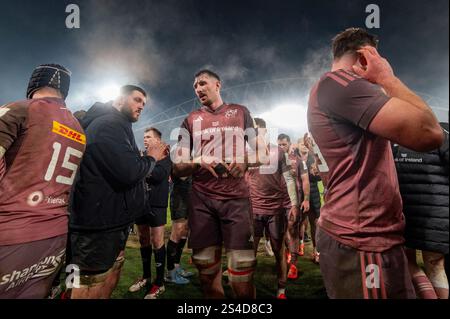 Limerick, Irland. Januar 2025. Tom Ahern aus Munster während des Investec Champions Cup, Pool 3, Runde 3 Spiel zwischen Munster Rugby und Saracens im Thomond Park in Limerick, Irland am 11. Januar 2025 (Foto: Andrew SURMA/ Credit: SIPA USA/Alamy Live News Stockfoto