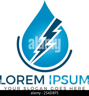 Wassertropfen und Blitz-Logo. Stock Vektor