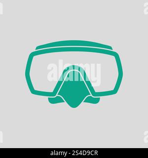 Ikone der Tauchermaske. Grauer Hintergrund mit grün. Vektor-Illustration. Stock Vektor