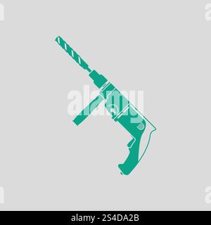 Elektrische Perforator-Symbol. Grauer Hintergrund mit grün. Vektor-Illustration. Stock Vektor