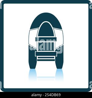 Symbol für Schlauchboot auf grauem Hintergrund, runden Schatten. Schatten Reflexion Design. Vector Illustration. Stock Vektor