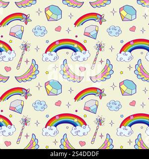 Nahtloses Muster für Vektormagische Elemente. Hintergrundbild für Grafikdesign. Nahtloses Muster für Vektormagische Elemente Stock Vektor