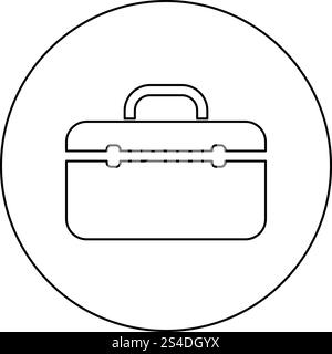 Tool Box professional Symbol Farbe Schwarz im runden Kreis Umrisse Vector Illustration Stock Vektor