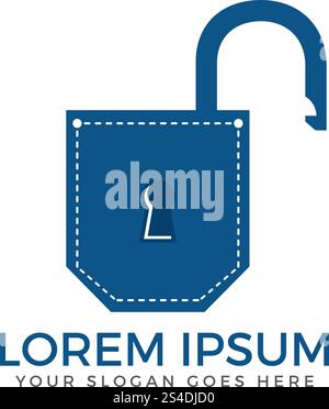 Pocket Vorhängeschloss Logo Design. Pocket app Sicherheit Logo Design. Stock Vektor