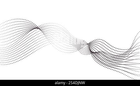 Wellenmuster mit vielen Punkten. Pop-Art-Stil. Einfacher welliger Hintergrund oder Hintergrundbild. Dynamisches Sound Flow-Design mit Punktmuster. Stock Vektor