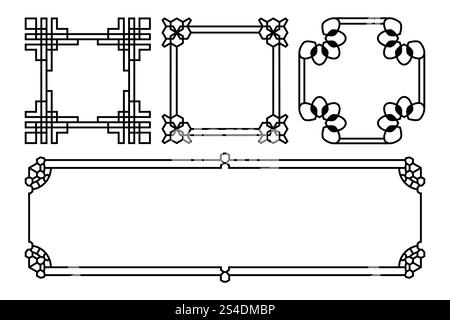 Quadrat- und Rechteckvektor asiatisch, koreanisch, chinesisch, japanisch. Grafik-Element traditionelle asien-Illustration. Quadrat- und Rechteckvektor asiatisch, koreanisch, chinesisch, japanisch Stock Vektor