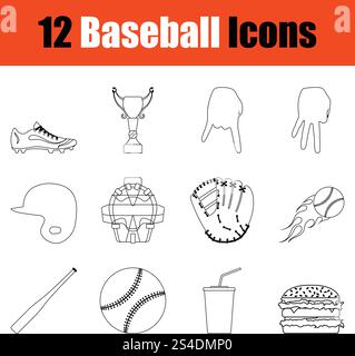 Baseball Icon Set. Thin Line Design. Vector Illustration. Stock Vektor