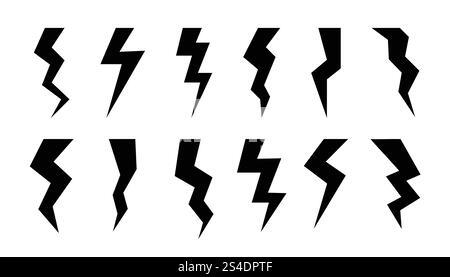 Auffällige Blitz-Sammlung von Symbolen auf weißem Hintergrund. Stock Vektor