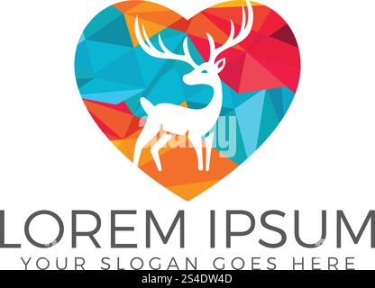 Rotwild Herzform vektor Logo Design. Stock Vektor