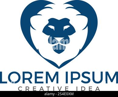 Löwe Herzform Logo Vorlage Design Vektor Symbol Illustration. Stock Vektor