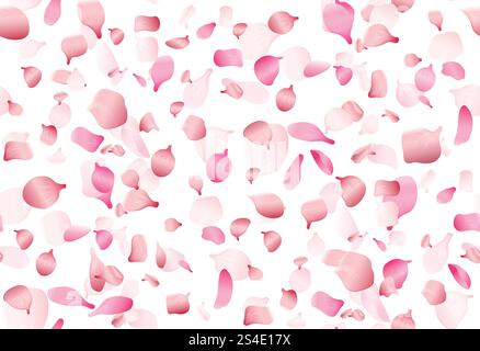 Fliegende rosa japan Sakura, Kirsche oder rosa Blütenvektor nahtlose Romantik Muster. Blütensakura-Frühling, Illustration orientalischer Kirschsakura-Blätter. Fliegende rosa japan Sakura, Kirsche oder rosa Blütenvektor nahtlose Romantik Muster Stock Vektor