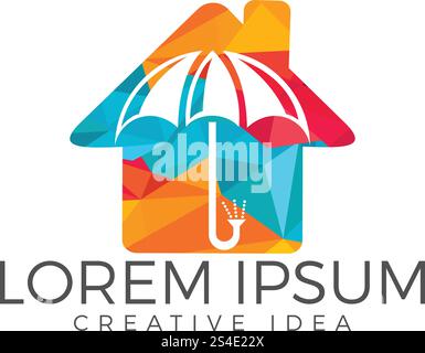 Logo des Dachhauses. Symbol für Hausversicherung. Immobiliensymbol. Stock Vektor