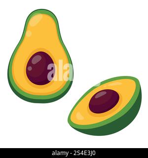 Reife Avocado. Vektorabbildung in abgewickelter Form. Stock Vektor