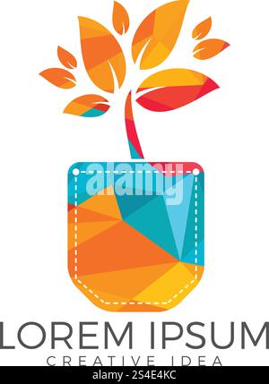 Pocket Tree-Logo. Design-Vorlage mit Pocket Garden Logo. Stock Vektor