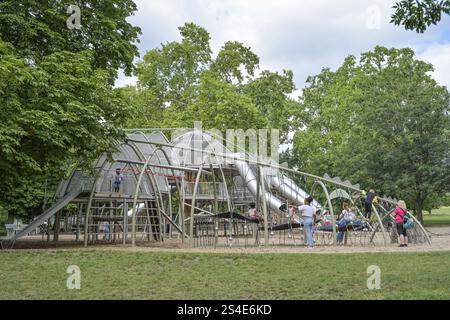 Dino-Spielplatz im Rosensteinpark, Stuttgart, Baden-Württemberg, Deutschland, Europa Stockfoto