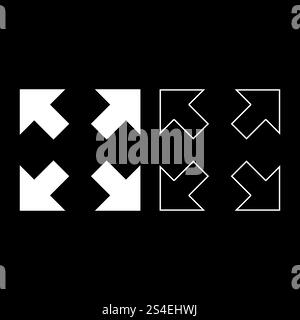 Vier Pfeile in verschiedene Richtungen vom Zentrum Icon Set Farbe weiß Vektor-illustration Flat Style simple Image Stock Vektor