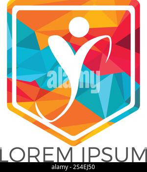 Design des Human Health Logos. Gesundheitswesen Schild Form Vektor Logo Konzept Illustration. Logo Design Vorlage für Klinik, Krankenhaus, medizinisches Zentrum, Arzt und etc. Stock Vektor