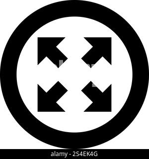 Vier Pfeile in verschiedene Richtungen aus dem mittleren Symbol Farbe schwarz Vector Illustration Flat Style einfach imagein Kreis Runde Stock Vektor