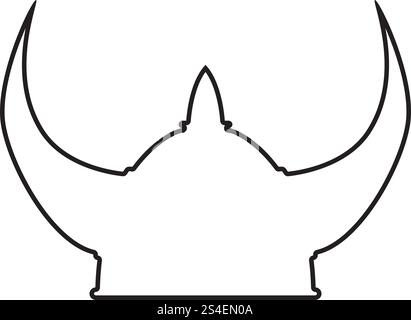 Wikinger Helm Symbol Farbe schwarz Vector Illustration Flat Style simple Image outline Stock Vektor