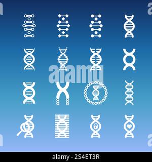 DNA-Spiralvektorsymbole – Symbole für Medizin und Biologie. Medizinische Helix-Illustration. DNA-Spiralvektorsymbole – Symbole für Medizin und Biologie Stock Vektor