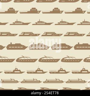 Nahtloses Vintage-Muster für Schiffe und Boote. Hintergrund mit Meeresboot Illustrationsvektor. Nahtloses Vintage-Muster für Schiffe und Boote Stock Vektor
