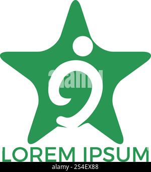 Abstraktes Mann-Logo in Sternform. Erfolgs- und Siegerlogo. Stock Vektor