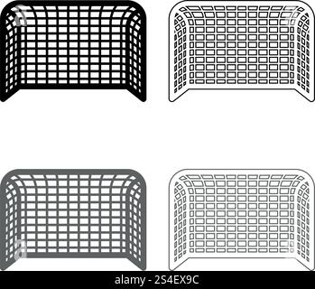 Fußball Handball Fußball tor Tor tor Konzept score Icon Set Grau Schwarz Farbe Vektor-illustration Umrisse flacher Stil einfach Bild Stock Vektor