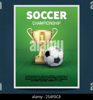 Fußball oder europäische Fußball Vektor Sport Poster Vorlage. Erleuchtung der Fußballmeisterschaft, Mannschaftssportturnier. Fußball oder europäische Fußball Vektor Sport Poster Vorlage Stock Vektor