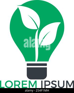 Grüne Glühlampe Pflanzensymbol Logo Vektor. Logo für grüne Energie. Biokraftstoff mit stilisiertem Öko-Logo. Logo für erneuerbare Energien. Stock Vektor