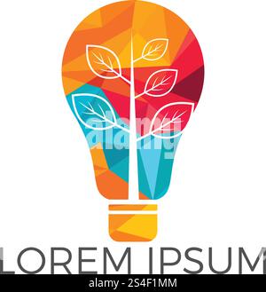 Grüne Glühlampe Baum Symbol Logo Vektor. Logo für grüne Energie. Biokraftstoff mit stilisiertem Öko-Logo. Logo für erneuerbare Energien. Stock Vektor