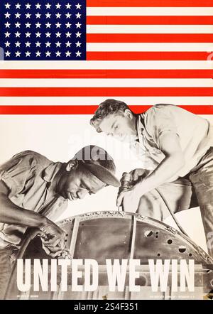 Propaganda des Zweiten Weltkriegs (U.S. Government Printing Office, 1942) OWI Poster No. 38 „United We Win“, Alexander Liberman Photography Stockfoto