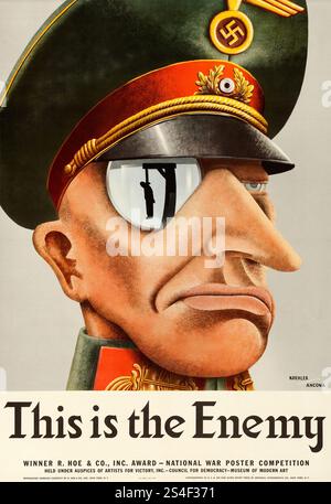 Propaganda-Poster aus dem Zweiten Weltkrieg (Gewinner des R. Hoe & Co Inc Award, National war Poster Competition., 1942) „This is the Enemy“, Karl Koehler & Victor Ancona Artwork Stockfoto