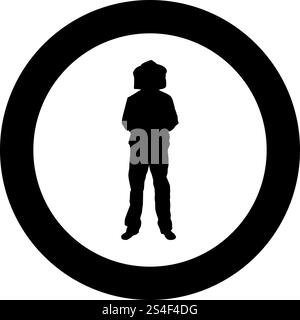 Imker in schützender Outfit Kleidung mit Hut mit Gitter von Bienenstichen sammelt Honig Imker Biener Imker Imker im Bienenhaus Ansicht Vorderseite Symbol schwarz Farbe Vektor in Kreis Runde Illustration flache Stil einfaches Bild. Imker in schützender Outfit Kleidung mit Hut mit Gitter von Bienenstichen sammelt Honig Imker Biener Imker Imker im Bienenhaus Ansicht Vorderseite Symbol schwarz Farbe Vektor in Kreis Runde Illustration flache Stil Bild Stock Vektor