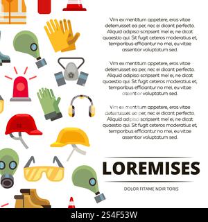 Farbenfrohes, flaches Posterdesign für persönliche Schutzausrüstung. Vektorabbildung. Farbenfrohes, flaches Posterdesign für persönliche Schutzausrüstung Stock Vektor