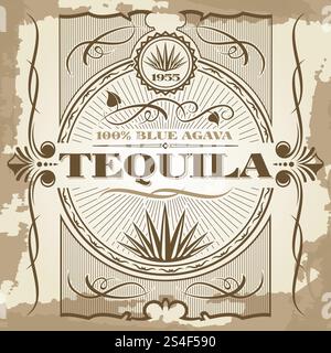 Vintage Tequila Vektor Poster Design. Bannerleiste im Retro-Stil. Vintage Tequila Vektor Poster Design Stock Vektor