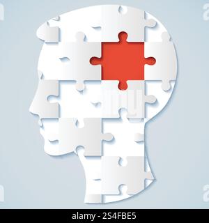 Menschliches Gesicht in Form eines Puzzles. Geschäftskonzept Stock Vektor
