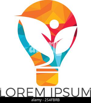 Lampen- und Leaves-Logo. Idee und Öko-Symbol oder Symbol. Einzigartige Designvorlage für organische und Glühbirnen. Stock Vektor