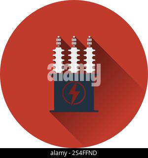Elektrischen Transformator-Symbol. Flache Farbgestaltung. Vektor-Illustration. Stock Vektor