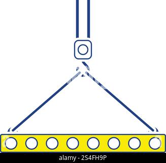 Symbol der Platte am Kranhaken durch Seil Seile gehängt. Thin Line Design. Vector Illustration. Stock Vektor
