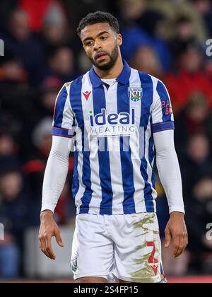 Bournemouth, Großbritannien. Januar 2025. Bournemouth, England, 11. Januar 2025. West Bromwich Albion's Darnell Furlong während des Emirates FA Cup 3rd Round Fußballspiels zwischen AFC Bournemouth und West Bromwich Albion im Vitality Stadium (Dean Court), England. (David Horton/SPP) (David Horton/SPP) Credit: SPP Sport Press Photo. /Alamy Live News Stockfoto