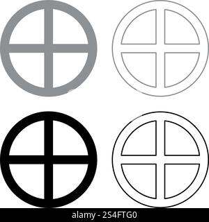 Kreuz runder Kreis auf Brot Konzept teile Körper Christi Unendlichkeitszeichen in religiösen Symbol Set schwarz Farbe grau Vektor-illustration Flat Style simple Image Stock Vektor