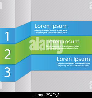 Infografik-Vorlagendesign in drei Schritten. Stock Vektor