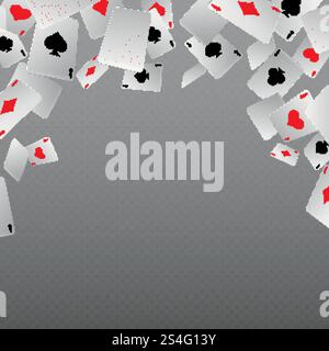 Fallende Spielkarten isolieren. Vektorvorlage für Casino- und Glücksspielkonzept. Poker-Spielkarte, Glücksspiel und Chance, Copyspace-Banner-Illustration. Fallende Spielkarten isolieren. Vektorvorlage für Casino- und Glücksspielkonzept Stock Vektor