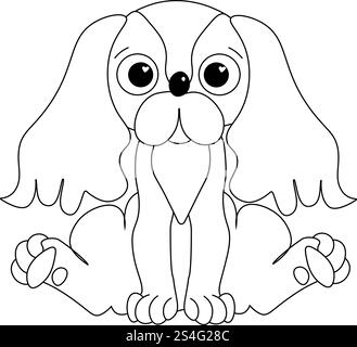 Ein süßer Hund. Vektorgrafik-Linie Illustration des lustigen Zeichentrickfilms in trendigem flachem Stil. Isoliert auf weißem transparenten Hintergrund. china Neujahr, Stock Vektor