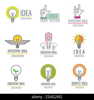 Kreative Idee digitale Medien, Smart Brain Concept Vektor-Logo-Kollektion. Illustration des Logos für Innovation, Geschäftseffektivität und Kreativität. Kreative Idee digitale Medien, Smart Brain Concept Vektor-Logo-Kollektion Stock Vektor