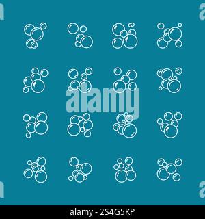 Sprudelnde Symbole. Seifenschaumblasen Vektorsymbole. Abbildung: Kugelblasenluft. Sprudelnde Symbole. Seifenschaumblasen Vektorsymbole Stock Vektor