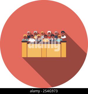 Jury Symbol. Flaches Design Kreis mit langen Schatten. Vector Illustration. Stock Vektor