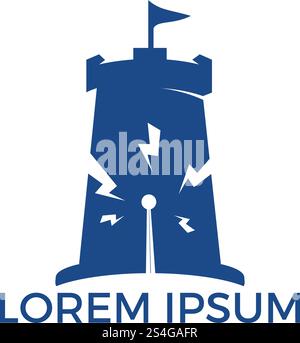 Forts- und Technologie-Logo-Design. Symbol für Sicherheitstechnologie. Stock Vektor