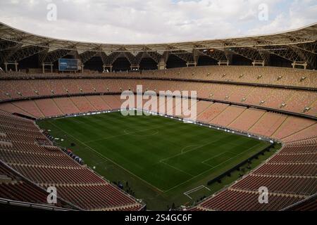 Dschidda, Saudi-Arabien. Januar 2025. Ein allgemeiner Blick aus dem Inneren des Stadions von King Abdullah Sports City vor dem spanischen Super Cup-Finale El Clasico zwischen dem FC Barcelona und Real Madrid. (Foto: Ismael Adnan/SOPA Images/SIPA USA) Credit: SIPA USA/Alamy Live News Stockfoto