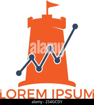 Fort- und Netzwerk-Logo-Design. Design des Sicherheitslogos für digitale Datenfreigabe. Konzept zum Schutz von Daten und sicheren Identitäten, Datenschutzsymbol. Stock Vektor